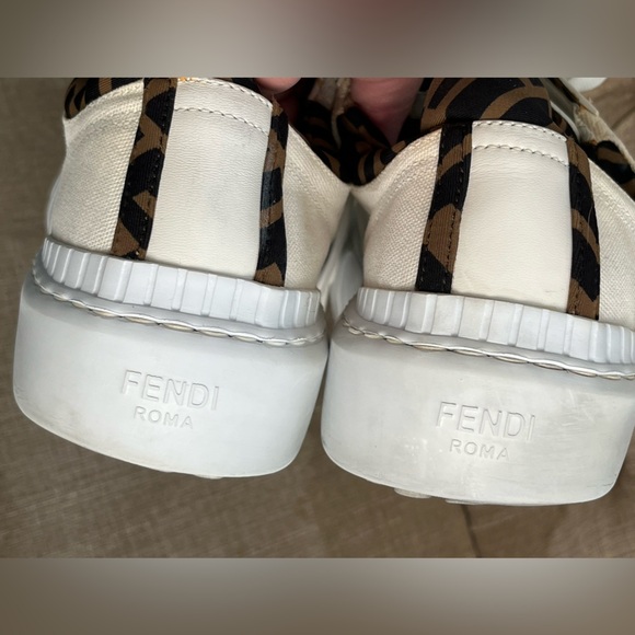 FENDI FORCE White Canvas Women's Sneakers - Picture 11 of 15